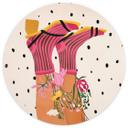 Fototapet sokkekærlighed møder flower power - Mokate - Round - vliesetapet/selvklæbende non-woven ta