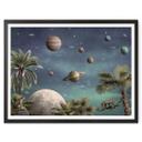 Póster infantil Kikki Belle - Mundo de fantasía tropical con planetas y palmeras