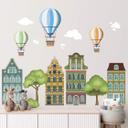Wallsticker Farverige huse sæt 02 (7 stk.)