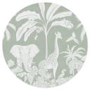 Vinilo decorativo de animales de la selva en verde tropical - Kikki Belle - Redondo