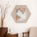 Hexagon Dibond Fredsdue med små blomster - Bloom