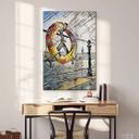 Tableau sur verre Zamart - Kandinsky rencontre Hambourg sur le port