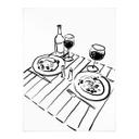 Póster Bodegón Cena con Vino | Line Art - Treechild