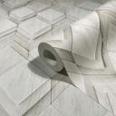 Papel pintado no tejido en blanco, gris ilusión de rombos 3D look moderno 