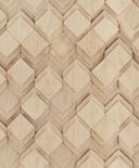 Papel pintado no tejido de color beige ilusión de rombos aspecto 3D moderno 