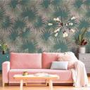 Jungla verde rosa hojas no tejido fotomural palmera papel pintado sala de estar