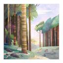 Póster de tela Bosque soleado con ciervos - DigitalArtsi