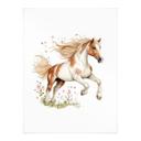 Póster Caballo al galope en el prado de flores | Arte animal para niños