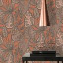 Papel pintado no tejido de diseño floral beige marrón - papel pintado gráfico con hojas