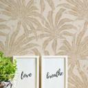 plantetapet lys blank guldbeige - mønstret tapet med jungledesign