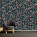 Papel pintado floral con flores negro colorido - papel pintado no tejido floral en estilo acuarela