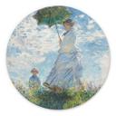 Billede Monet - Kvinde med parasol - Madame Monet og hendes søn - rund – print på aluminium