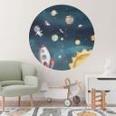 Vinilo decorativo aventura espacial con astronautas - Oliver Robins - Redondo