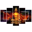 5 stykke lærredstryk Buddha Golden Abstraktion