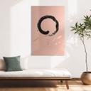 Geborsteld Alu-Dibond met goud-, zilver- & kopereffect - Japanse zen penseelkunst - Adan