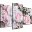 3-delt lærredsprint Pink Roses Flowers Nature