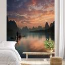 Fotomural Zhang - Paisaje fluvial asiático al atardecer