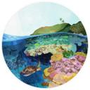 Goed Blauw - Underwater - Rundt Fototapet - vliesetapet/selvklæbende non-woven tapet
