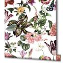 Tapet, non-woven blomstertapet Flora hvid, rosa