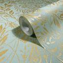 Papel pintado no tejido Ornamento Floral Naturaleza en verde