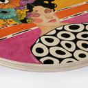 Cuadro de madera mujer con corona de flores de colores - Hülya - Redondo