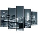 5 stykke lærredstryk New York Bridge sort og hvid