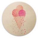 Cuadro de madera Treechild - Tres bolas de helado en verano - Redondo