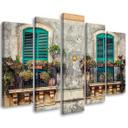 5 stykke lærredstryk Street Italy vinduesblomster