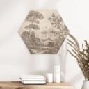 Houten Wanddecoratie met zeshoekig tuinlandschap in beige - Ms Tiff