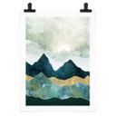 Póster Paisaje soleado en azul y dorado - SpaceFrog Designs