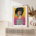 Póster pintura de retrato - Mujer con corona de flores de colores - Hülya