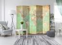 Screen room divider - Turkis verdenskort, 5-delt - 225x172 cm