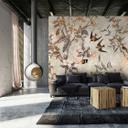 Botanisk fototapet med fugle - Antikt non-woven tapetdesign