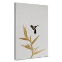 Lienzo Orara Studio - Colibrí y Flor - planta dorada