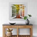 3D Wallsticker vindue firkantet - Gyldent efterår