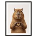 Poster Capybara avec main en forme de cœur