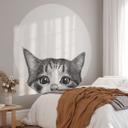 Vægmaleri af nysgerrig kat - Korenkova - Rund - vliesetapet/selvklæbende non-woven tapet