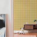 Geometrisk ikke-vævet tapet grøn creme - grafisk tapet i retrostil - tapet med vintage mønster 