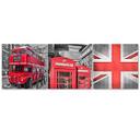 3-delt lærredsprint, London rød