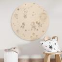 Cuadro de madera habitación infantil Animales felices con cielo estrellado - Oliver Robins - Redondo