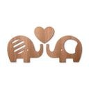 Décoration en bois acajou - Éléphant avec un cœur (3 parties)