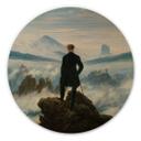 Cuadro de madera Friedrich - El vagabundo sobre el mar de niebla - Redondo