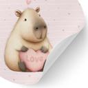 Capybara Wallsticker med kærlighedshjerte - Rund