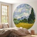 Tapet cirkel Van Gogh - Hvedemark med cypresser - vliesetapet/selvklæbende non-woven tapet