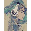 Livingwalls papier peint photo ARTist Acryl Lady motif aquarelle beige, bleu, turquoise