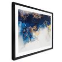 Póster abstracto de mármol con efecto azul y dorado