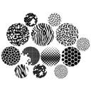 Sticker mural Cercles avec motifs, couleur unie (13 pièces)