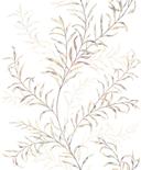 Papel pintado no tejido hojas naturaleza floral mate en blanco beige
