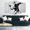 5 stykke lærredstryk, Banksy Graffiti kunstblomster