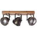 Spotbalken Dilara, braun, 18,5 x 43 cm, Holz Deckenspots, dimmbar